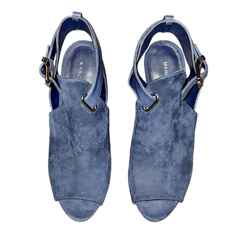 Marc Fisher QMHelene Women's Blue Suede Block Stepping Out Heels Size 8M